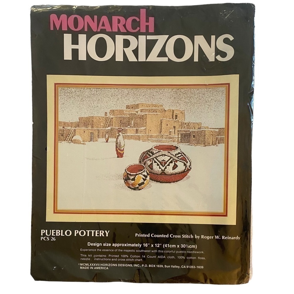 PUEBLO Pottery Printed Counted Cross Stitch Kit by Roger W Reinardy.  New Sealed
